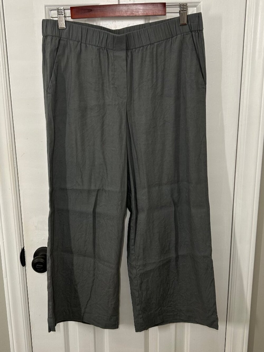 J Jill Size S Small Linen Blend Cropped Pants Gray